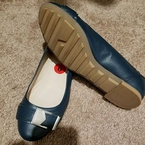 Calvin Klein blue and white flats